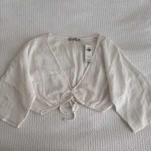 NWT Abercrombie Gauzy Cropped Swimsuit Cover Up Top - Size Medium